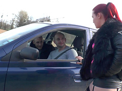 Redhead cutie Rose wants to bang with two guys at the same time