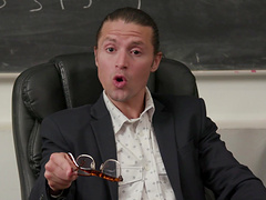 The couple has a hot sex on the classroom