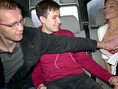 Quickie fucking in the car with amateur blonde chick Bimbo Barbi