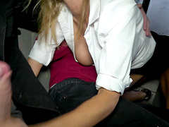 Quickie fucking in the car with amateur blonde chick Bimbo Barbi