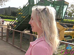 Passionate fun in the car with provocative blonde Britt Blair