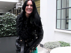 Kinky brunette girl Carmel Cox goes home with two workers