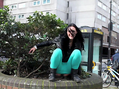 Kinky brunette girl Carmel Cox goes home with two workers