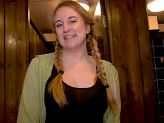 Sweet babe Anna Darling showing off her pussy in public