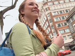 Sweet babe Anna Darling showing off her pussy in public