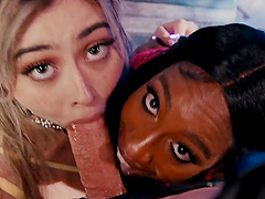 Kira Noir and her two slutty friends want to ride the same black dick
