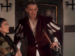 Rae Lil Black chokes on a fat cock before getting smashed hard