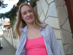 Beautiful girl Nikki Riddle sits her shaved cunt on a dick