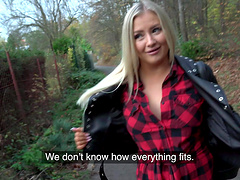 Blonde slut Cayla Lyons sucks a dick and fucks with a stranger