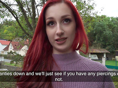 Redhead chick Gigi Rouge gets paid to suck and fuck in POV