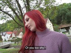 Redhead chick Gigi Rouge gets paid to suck and fuck in POV