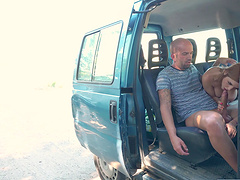 Busty Alice Fantasy gets talked into riding a dick outdoors