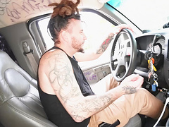 Redhead babe Chloe Cooper takes care of a dick in the back of the car