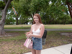 Mazy Myers gets blindfolded and fucked in the back of the van