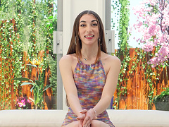 A skinny beauty with small tits gets drilled in a doggy style pov scene.