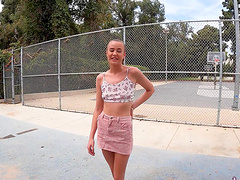 Beautiful brunette gets her asshole fucked in public in hd pov.