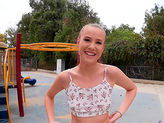 Beautiful brunette gets her asshole fucked in public in hd pov.