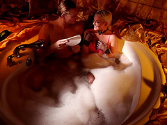 Beautiful blonde Lovita Fate fucks with her BF in the bathtub