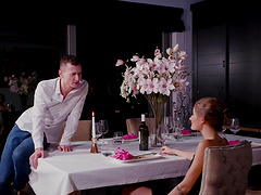 Tiffany Tatum gets down on her knees to suck a dick before riding it