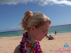 Slim blonde babe Riley Star strips and gets ready for a shower