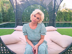 Blonde Charli Phoenix with big tits sucking her man's dick