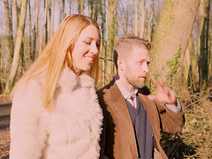 Fucking in the woods ends with a messy facial for cute Joy Latoya