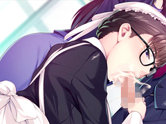 Brunette cutie with glasses couldn't refuse sucking his dick