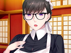 Brunette cutie with glasses couldn't refuse sucking his dick