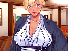 Busty black chick plays with a big white cock on the beach