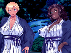 Busty black chick plays with a big white cock on the beach