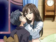 Sweet redhead girl gets on top of a guy and rides his dick