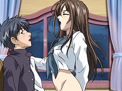 Sweet redhead girl gets on top of a guy and rides his dick