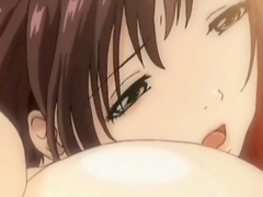 Kinky anime chick lets a horny friend play with her hard nipples