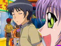 Lovely slut with pink hair rides a cock while her boobs bounce