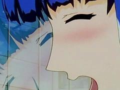 Hentai porn video with a blue haired chick getting fucked hard