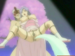 Purple haired slut gets tied up and fingered by a horny dude