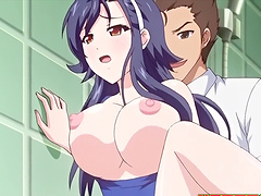 Pink haired babe bends over and gets drilled from behind