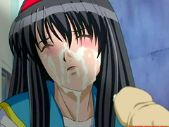 Naughty anime chick wants to get her face sprayed with jizz