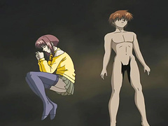 Redhead chick likes it when a dude sucks on her big boobies