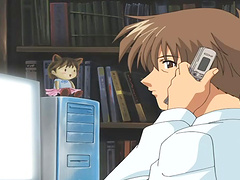 Redhead slut lets a horny dude play with her big round boobs