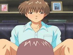 Redhead slut lets a horny dude play with her big round boobs