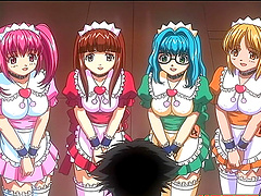 Purple haired slut gets down on her knees to suck a dick