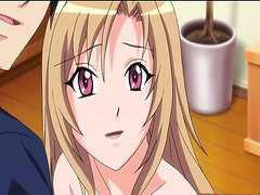Busty anime chick gets on top of a dude to ride his dick