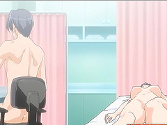 Busty anime chick moans loudly while getting stuffed with a dick