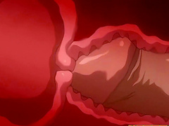 Blonde anime chick loves jerking off a dick with her big boobs