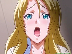 Blonde anime chick loves jerking off a dick with her big boobs