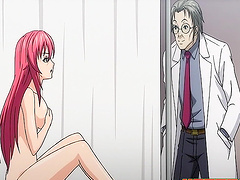 Horny doctor plays with her big boobs while drilling her pussy