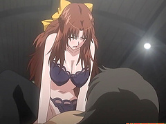 Busty brunette chick gets on top of a guy and rides his dick