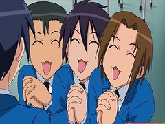 Two brunette anime chicks don't mind sucking a dick together