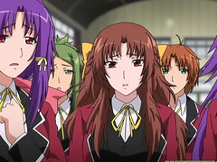 Purple haired chick doesn't mind taking a dick in her mouth